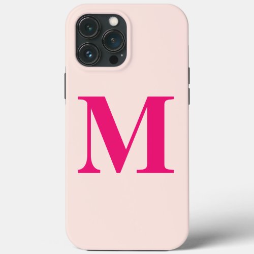 Blush Pink Hot Pink Monogram Initial Custom Name iPhone 13 Pro Max Case