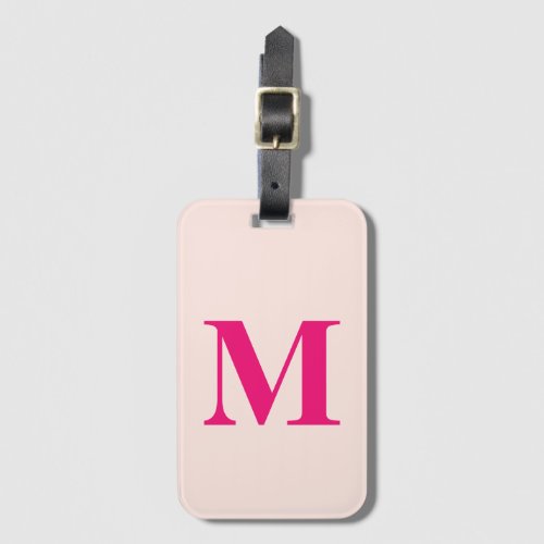 Blush Pink Hot Pink Monogram Initial Custom Name Luggage Tag