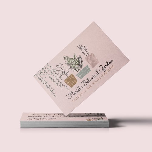 Blush Pink House Flower Vases Plant Succulents Business Card