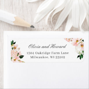 Blush Pink Hydrangea Floral Elegant Return Address Label