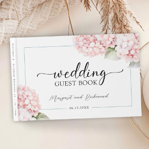Blush Pink Hydrangea Floral Wedding Guest Book