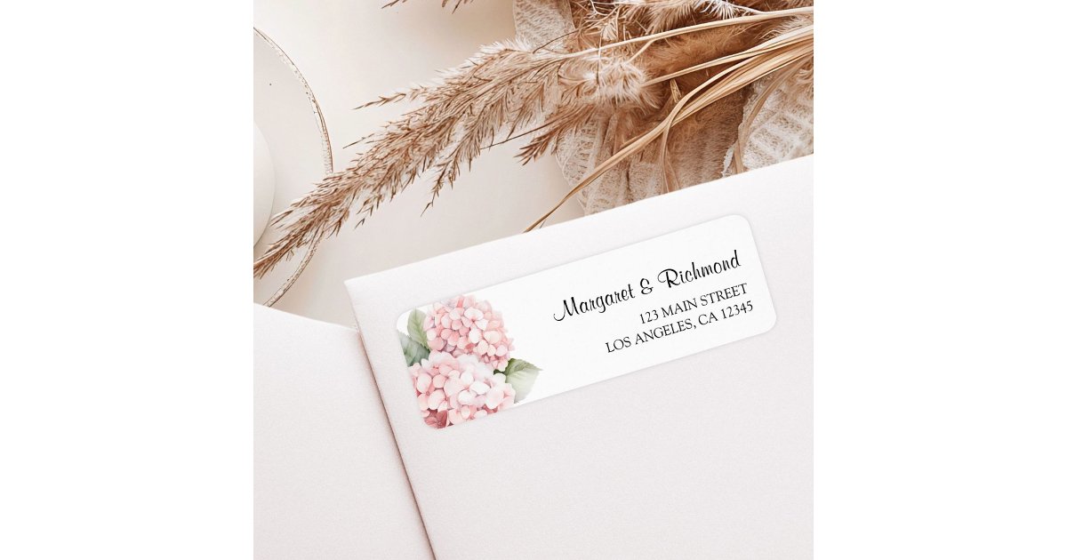 Blush Pink Hydrangea Floral Wedding Return Address Label | Zazzle