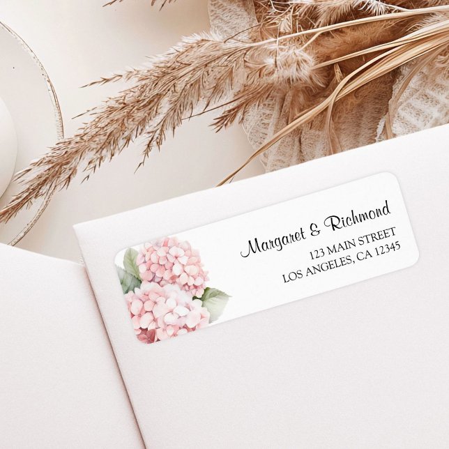 Blush Pink Hydrangea Floral Wedding Return Address Label (Creator Uploaded)