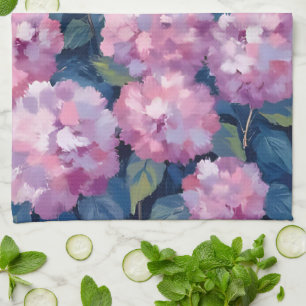 Blush Pink Hydrangeas Floral Kitchen Towel