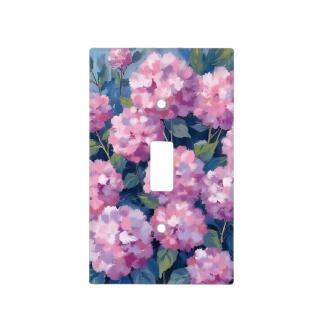 Blush Pink Hydrangeas Floral Light Switch Cover (Front)