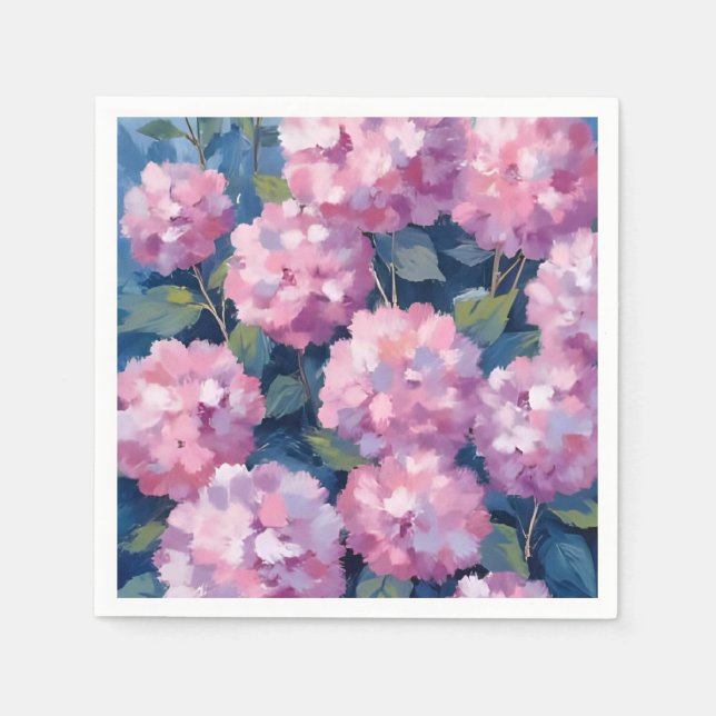 Blush Pink Hydrangeas Floral Napkins (Front)