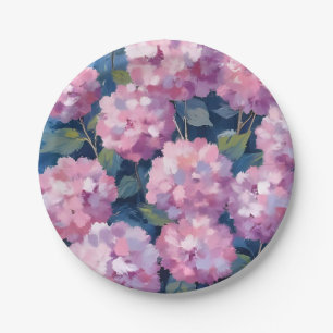 Blush Pink Hydrangeas Floral Paper Plates
