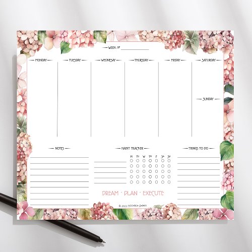 Blush Pink Hydrangeas Planner Pad