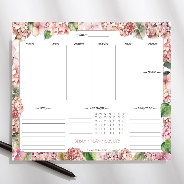 Blush Pink Hydrangeas Planner Pad (Creator Uploaded)