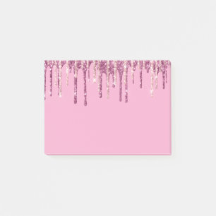 Blush Pink Ice Cream Glitter Drips Birthday Post-it Notes