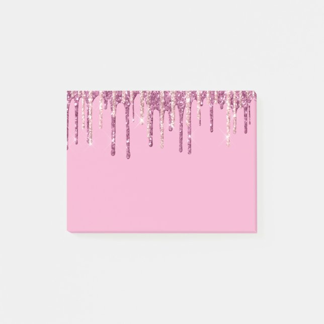 Blush Pink Ice Cream Glitter Drips Birthday Post-it Notes (Front)