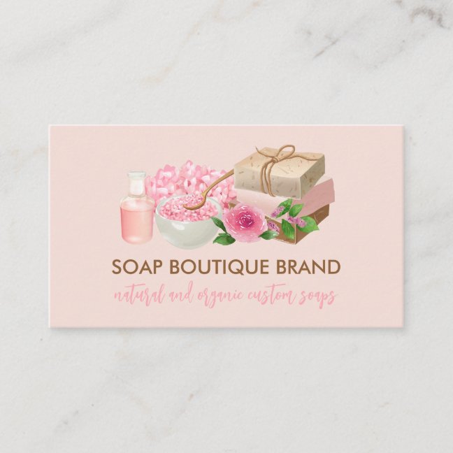 Blush Pink Illustration Handmade Craft Soap Business Card