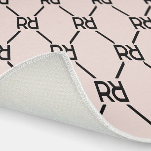 Blush Pink Initial Monogram Luxury Pattern Girly Outdoor Rug
