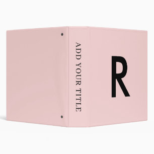 Blush Pink Initial Monogram Vintage Design 3 Ring Binder