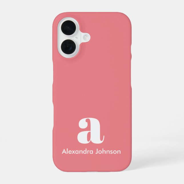 Blush Pink Initial Name Monogram Minimal Modern iPhone Case (Back)