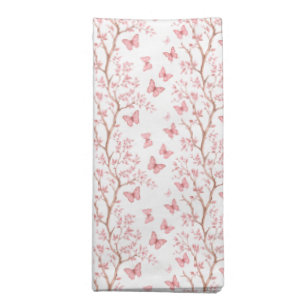 Blush Pink Ink Outlined Floral Cloth Napkin