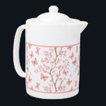 Blush Pink Ink Outlined Floral Teapot<br><div class="desc">Blush Pink Ink Outlined Floral Teapot</div>