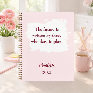 Blush pink inspirational quote writing notebook
