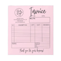 Blush Pink Invoice Bakery Salon Business Logo