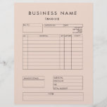Blush Pink Invoice Small Business Supplies Letterhead<br><div class="desc">Build your customer's trust with these invoice letterhead sheets that have a blush pink background and standard text typeface. Not only are they professional and easy to read,  they have convenient sections that you can edit in the design tool</div>
