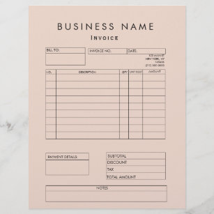 Blush Pink Invoice Small Business Supplies Letterhead