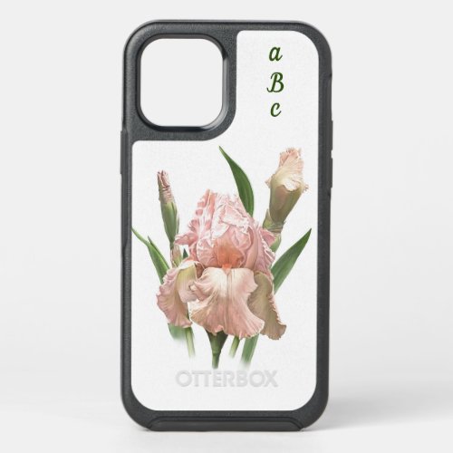 Blush Pink Iris Flower Botanical Art Personalized OtterBox Symmetry iPhone 12 Case