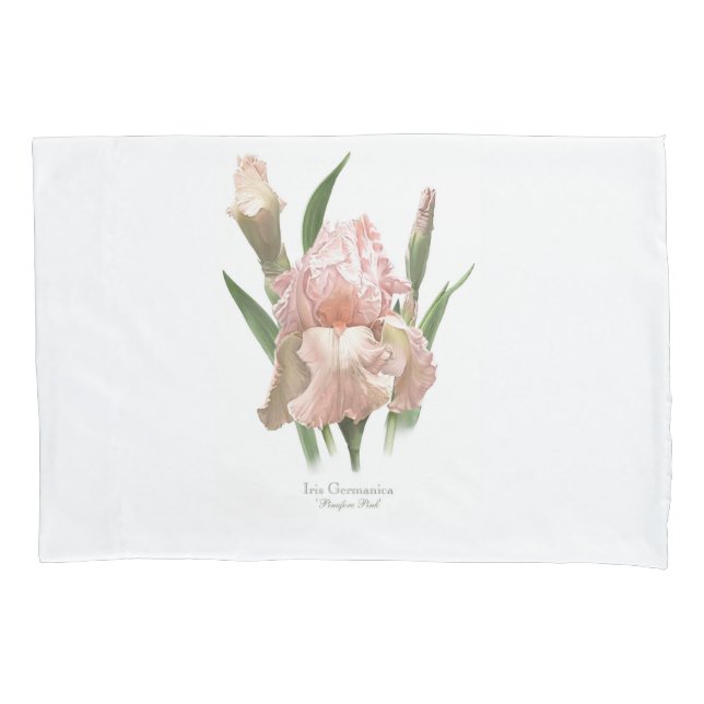 Blush Pink Iris Pillow Case (Front)