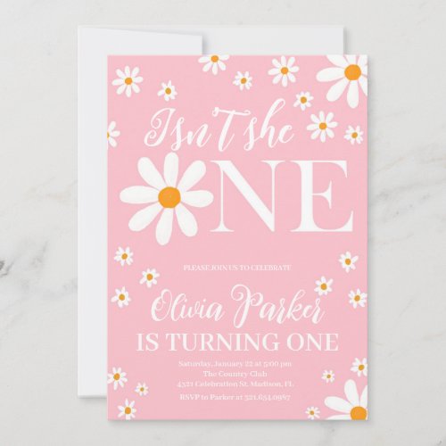 Blush Pink Isnât She One Flowers Birthday Invitation
