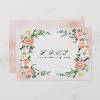 Blush Pink Ivory Floral Wedding Rsvp Cards by YourWeddingDay at Zazzle