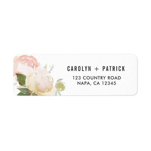 Blush Pink Ivory Peony Return Address Label (Front)