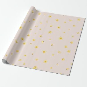 Blush Pink Japanese Wintersweet Floral Pattern Wrapping Paper