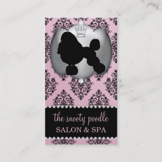 Blush Pink Jeweled Damask Dog Grooming/Spa Business Card