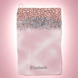 Blush Pink Jeweled Personalized Golf Towel