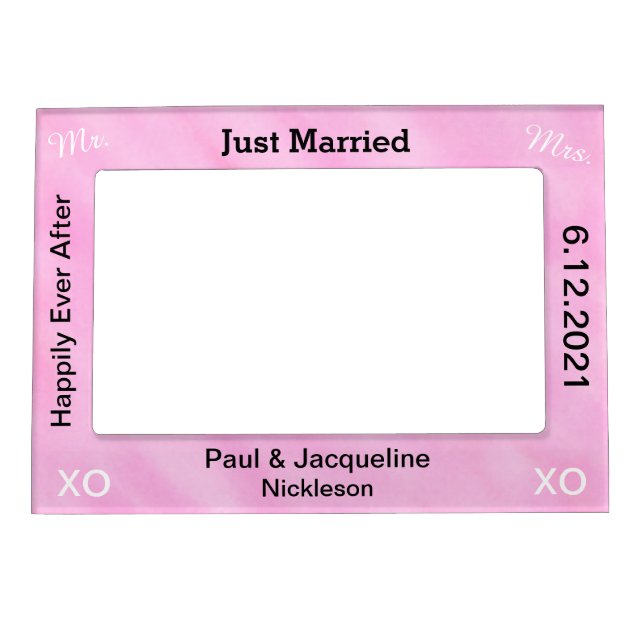 Blush Pink Just Married Wedding Magnetic Frames (Front)
