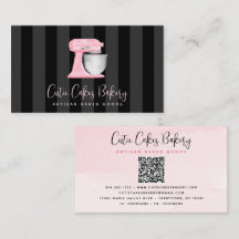Blush Pink Kitchen Mixer QR Code on Black Stripes