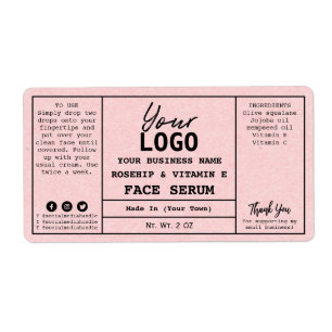 Blush Pink Kraft Paper Rosehip Serum Labels