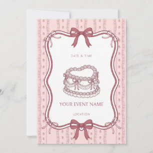 Blush Pink Lace Garter Sketch Coquette Invitation