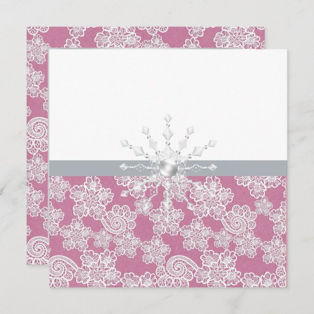 Blush Pink Lace Wedding Invitation (Front/Back)