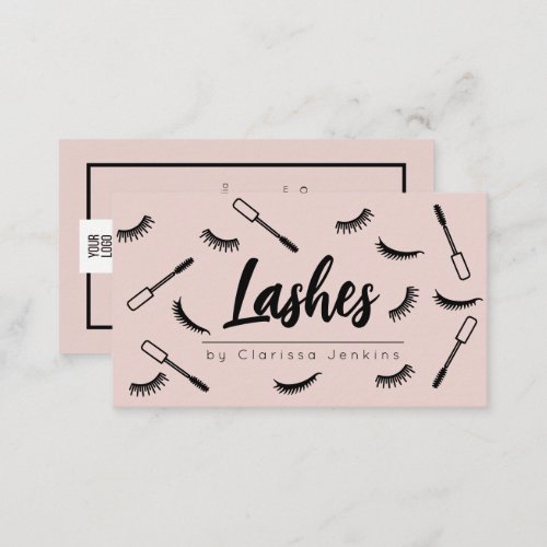 blush Pink Lashes Eyelash Extensions makeup Business Card