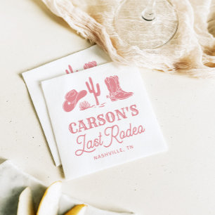 Blush Pink Last Rodeo Cowgirl Bachelorette Party Napkins