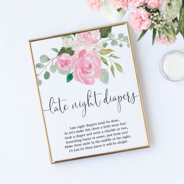 Blush pink Late night diapers baby shower game Poster (Creator Uploaded)