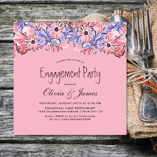 Blush Pink Lavender Floral Engagement Party Invitation