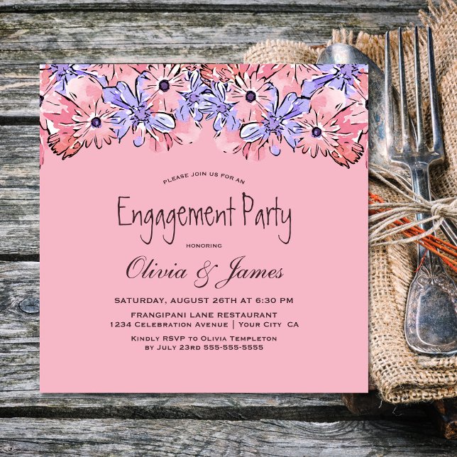 Blush Pink Lavender Floral Engagement Party Invitation (Creator Uploaded)