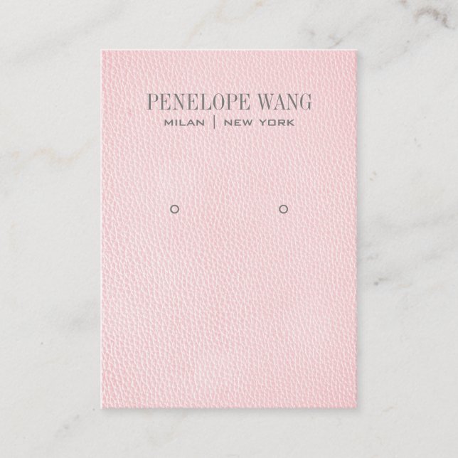 Blush Pink Leather Look Jewelry  Earring display Business Card (Front)
