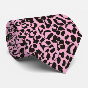 Blush Pink Leopard Animal Print Neck Tie