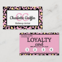Blush Pink Leopard Print Loyalty Card Lash Makeup