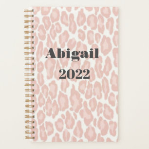 Blush Pink Leopard Print Modern Girly Appointment Planner