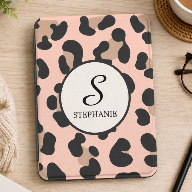 Blush Pink Leopard Print Monogram Personalized Kindle Cover (Creator Uploaded)