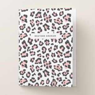 Blush Pink Leopard Print Pocket Folder