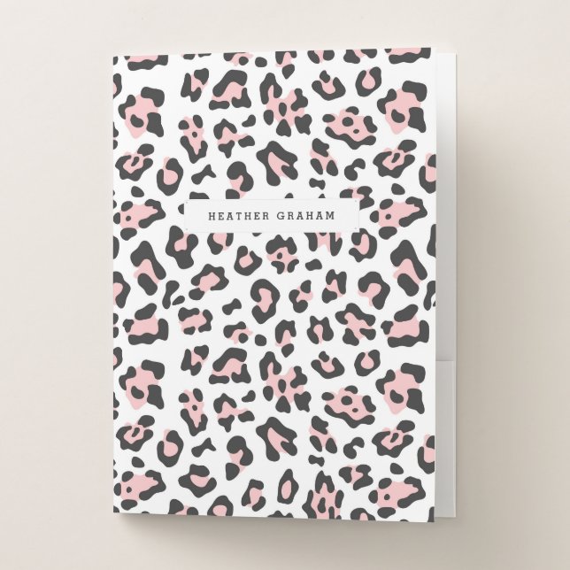 Blush Pink Leopard Print Pocket Folder (Front)